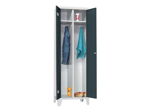 garderobekast,HxBxD 1850x600x500mm,2vak,RAL7035,front RAL7016