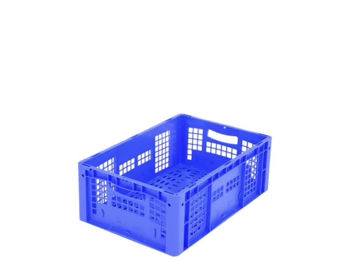 Euronorm Stapelkrat Pp 220x600x400mm Wanden/bodem Open Blauw 44l