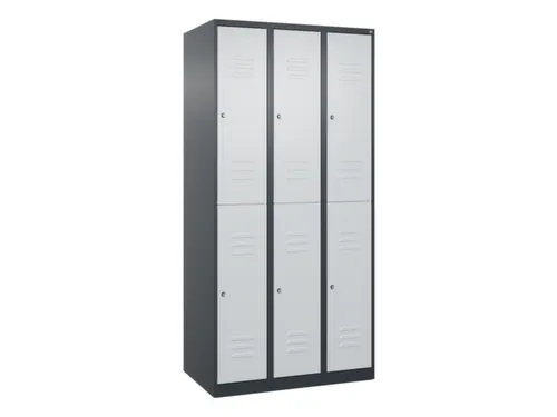 dubbeldekse locker,HxBxD 1850x900x500mm,3x2vak.,vak B 300mm,cil.-slot