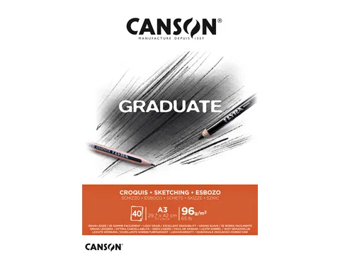 Schetspapier Canson Graduate Sketch 40vel 96gr A3 natuurlijk wit