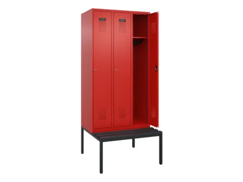 locker met bank,HxBxD 2120x900x815mm,3vak,vak B 300mm,cilinderslot