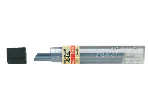 Potloodstift Pentel 2H 0.5mm zwart koker à 12 stuks
