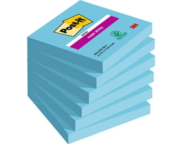 Memoblok Post-it 654 Super Sticky 76x76mm blauw 90 vel