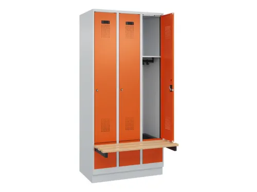 locker met bank,HxBxD 1950x900x815mm,3vak,vak B 300mm,cilinderslot