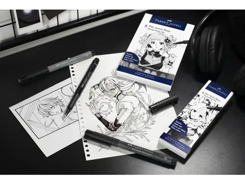 Tekenstift Faber Castell Pitt Artist Pen Manga 4 Stuks Etui Zwart