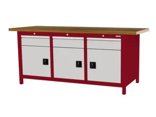 werkbank,HxBxD 860x2000x750mm,onderstel RAL3003,fronten RAL7035 - 3