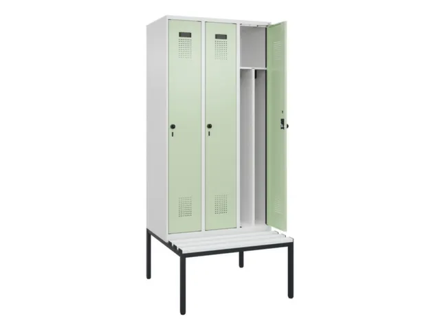 locker met bank,voor scheiding van kleding,HxBxD 2120x900x815mm,3vak