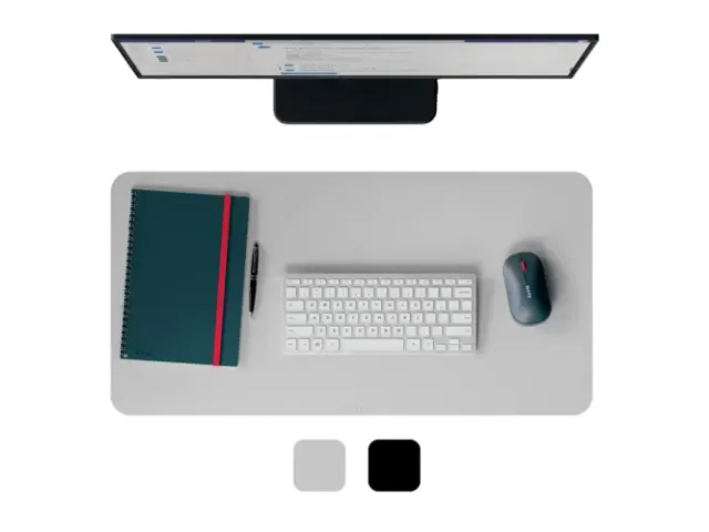 Sous-Main Et Tapis De Souris, Aspect Cuir, Ft 80 X 40 Cm, Gris Clair