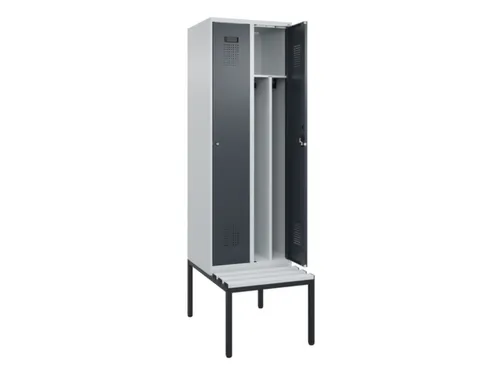 locker met bank,voor scheiding van kleding,HxBxD 2120x600x815mm,2vak