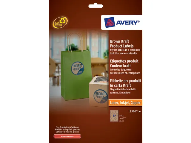 Productetiket Avery L7106-20 60mm Bruin 240stuks