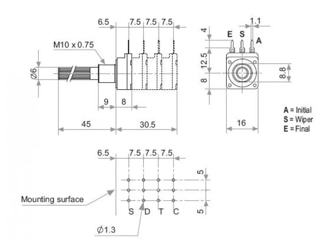 Potmeter Mono LOG 47K