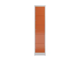 Lockerkast 1800x415x500mm 1x5 vakken cilinderslot, sokkel, RAL3000 - 2