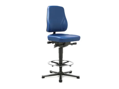 Werkplaatsstoel Kunstleer blauw 570-830mmx460x410-470mm glijders