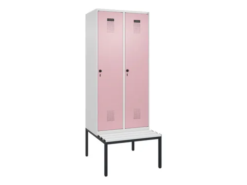 locker met bank,HxBxD 2120x800x815mm,2vak,vak B 400mm,draaigrendel
