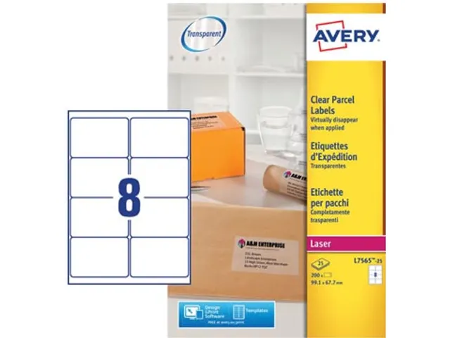 Etiket Avery L7565-25 99.1x67.7mm Transparant 200 stuks