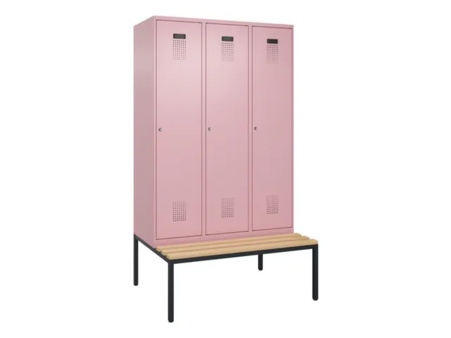 locker met bank,voor scheiding van kleding,HxBxD 2120x1200x815mm,3vak