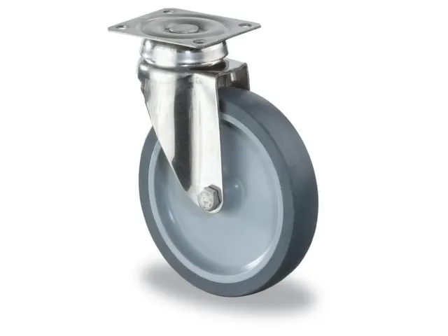 Zwenkrol Rvs 60kg Dxb 75x24mm Thermoplasten Blauwgrijs Kunststof Velg