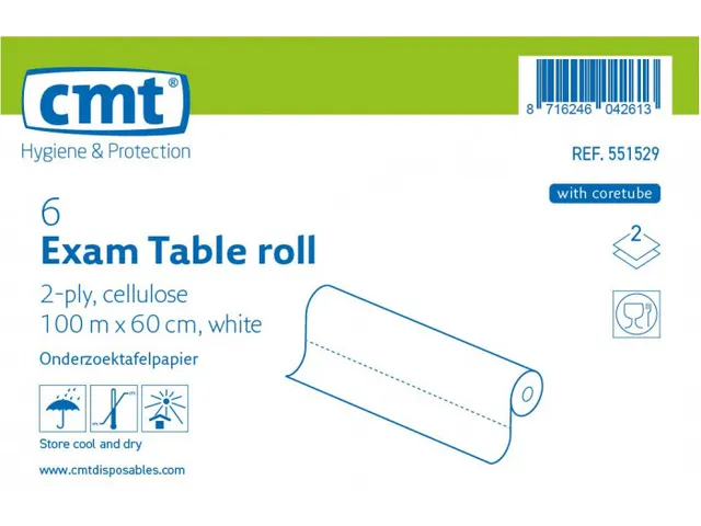 Onderzoektafelpapier Cel 2-laags 100m/60cm Wit 6 Rol