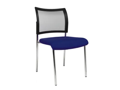 Bezoekersstoel Zitting Donkerblauw Stof Rug Netbekleding Zwart