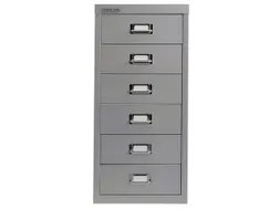 kantoor-ladekast HxBxD 590x278x380mm 6 laden romp zilverkleurig staal