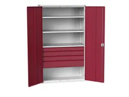 universele kast,HxBxD 2000x1300x550mm,3xStalen bodem,4lade(n)