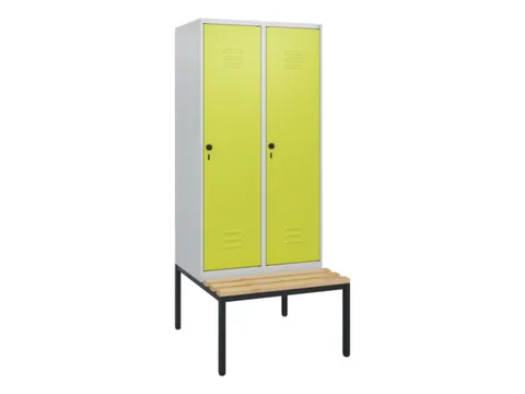 locker met bank,HxBxD 1950x800x815mm,2vak,vak B 400mm,draaigrendel