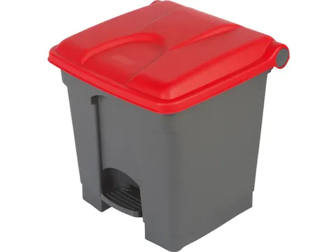 pedaalemmer,1x30l,HxBxD 435x398x410mm,romp PP grijs,deksel PP rood