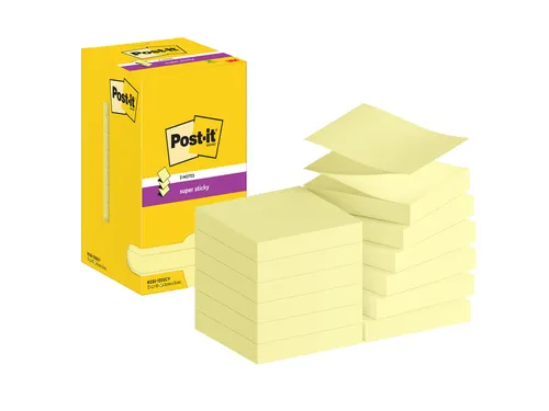 Memoblok Post-it Z-Note S330 Super Sticky 76x76mm geel 12 stuks