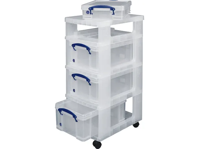 Trolley Met 4 Opbergdozen Zwart