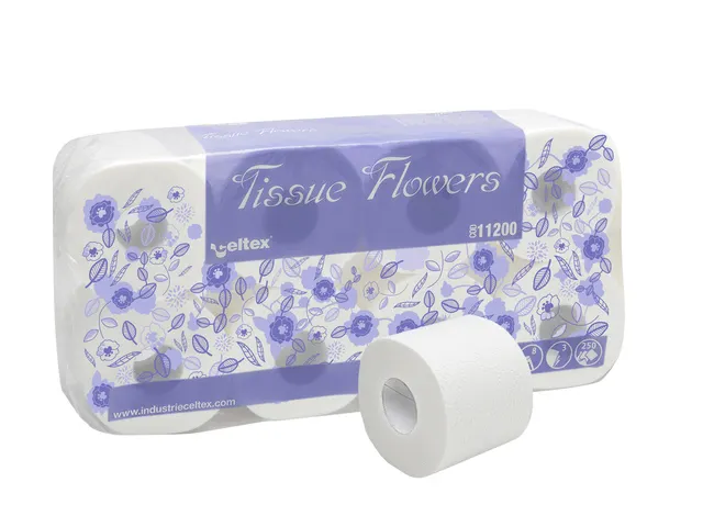 Toiletpapier Celtex Tissue Flowers 3-laags wit 250 vel 72 rol (9x8)