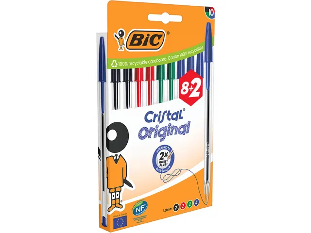 Cristal balpen medium assorti blister van 8 + 2 GRATIS