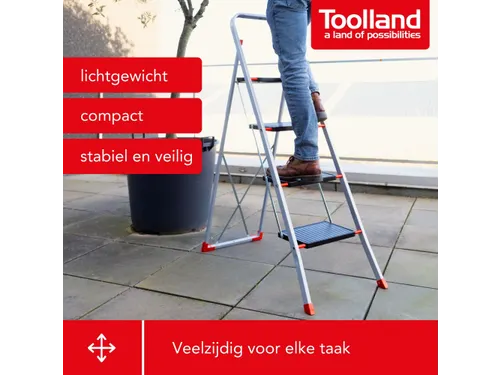 Huishoudtrap met hoge beugel 4 treden antislip inklapbaar tot 150 kg