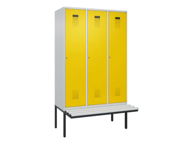 locker met bank,voor scheiding van kleding,HxBxD 2120x1200x815mm,3vak