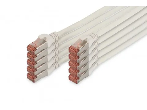 CAT 6 S-FTP patchkabel Cu LSZH AWG 27/7 Lengte 1m 10 stuks Wit