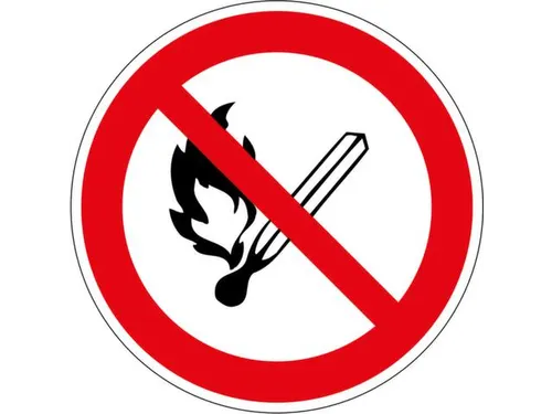 verbodsbord,geen open vlam,sticker,folie,standaard,Ø 100mm