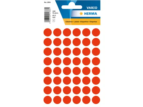 HERMA 1866 Multipurpose etiketten Rond 13mm Fluor Rood 240 stuks