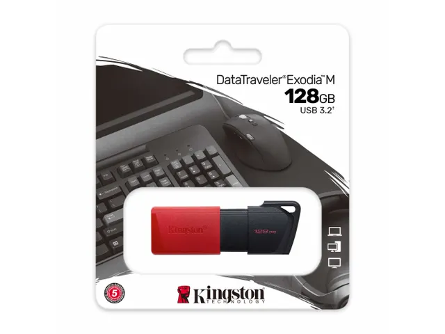 Kingston Technology DataTraveler Exodia M USB Stick 128GB Zwart Rood
