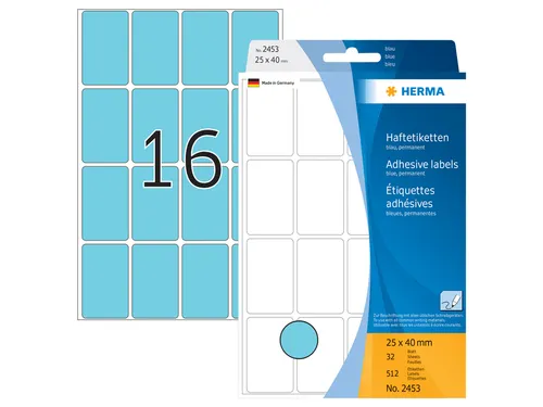 HERMA 2453 Universele etiketten 25x40mm Blauw 512 stuks
