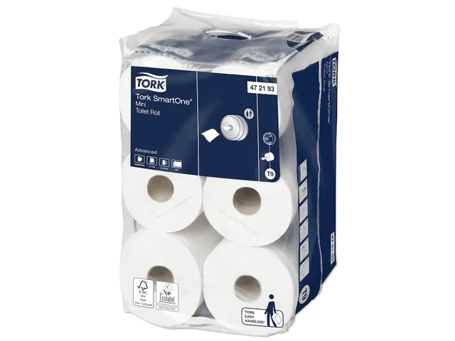 Toiletpapier Tork SmartOne Mini T9 advanced 2-laags 620 vel wit 472193