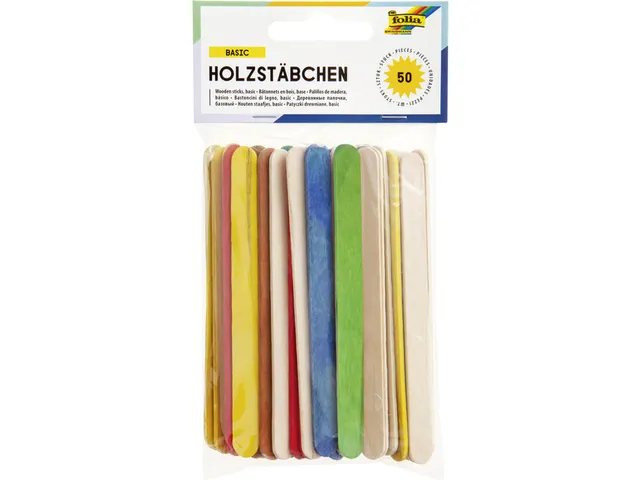 Stokje Folia hout assorti 50 stuks