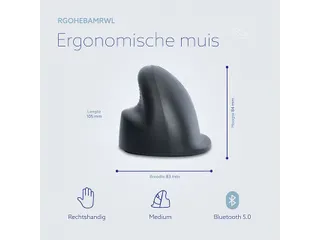 Verticale muis R-Go HE Basic Medium Rechts draadloos Bluetooth - 14