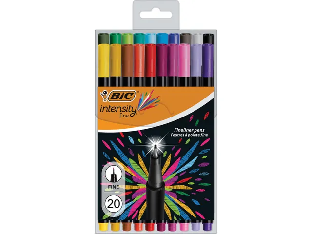 fineliner Intensity, fijn 0.4mm etui van 20 stuks Assorti kleuren