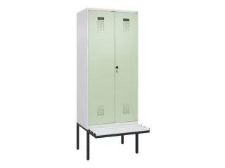 PBM-locker met bank,HxBxD 2120x800x815mm,2vak,vak B 400mm,draaigrendel - 2