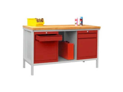Werkbank 900x1500x700mm 4laden Frame/behuizing Ral7035 Front Ral3000
