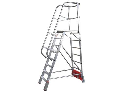 verrijdbare treden-platformladder,eenzijdig,8trede(n),stand H 1,9m