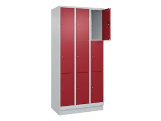 lockerkast,HxBxD 1950x900x500mm,3x3vakken,vak B 300mm,cil.-slot,sokkel - 1