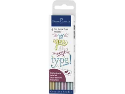 Tekenstift Faber-Castell Pitt Artist Pen metallic 4-delig etui