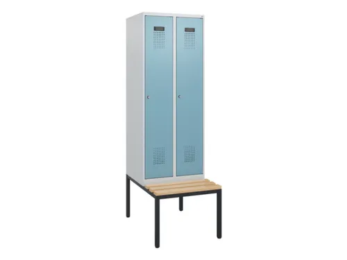 locker met bank,HxBxD 1950x600x815mm,2vak,vak B 300mm,cilinderslot