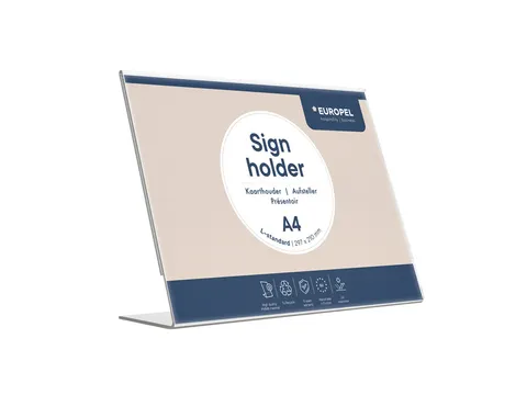 Folderhouder Kaarthouder Europel L-standaard A4 liggend acryl