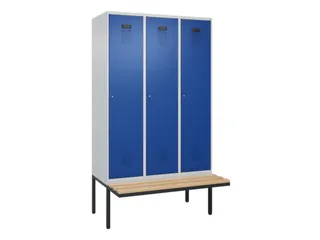 locker met bank,voor scheiding van kleding,HxBxD 2120x1200x815mm,3vak - 2